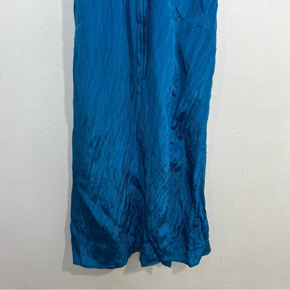 J Crew Palermo Viscose Blend Crinkle Sea Blue Travel Midi Dress Size LP NWT - Picture 11 of 16